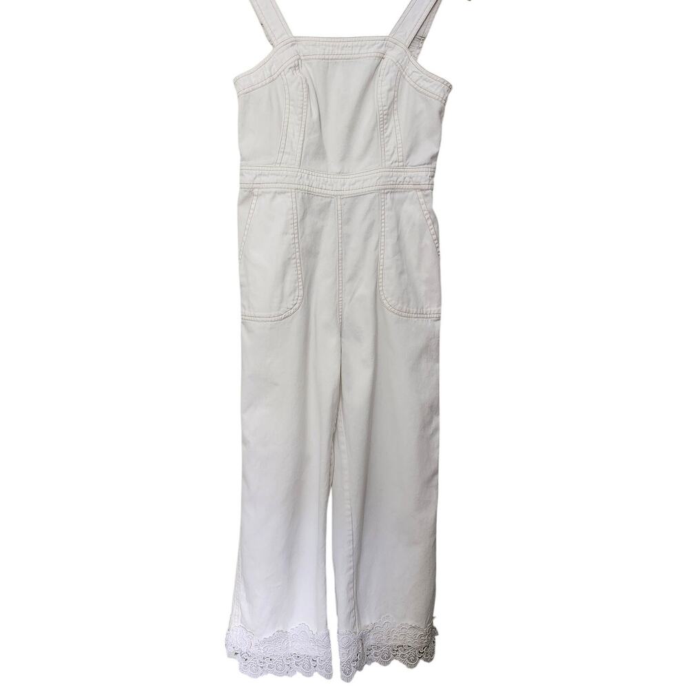 Japna White Cotton Jumpsuit/Overalls Size Medium